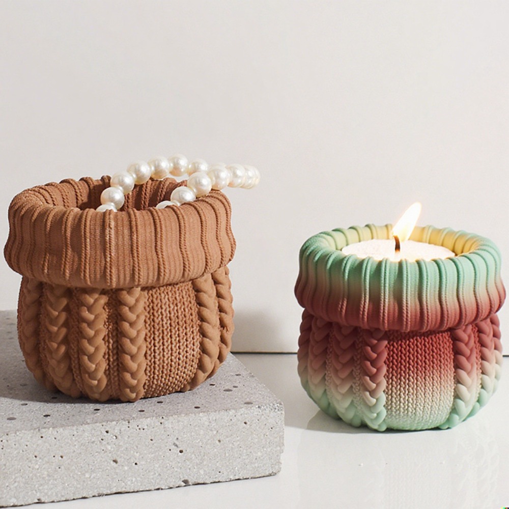 Ceramic Candle Vessel - Cappello lavorato a maglia Portacandele in