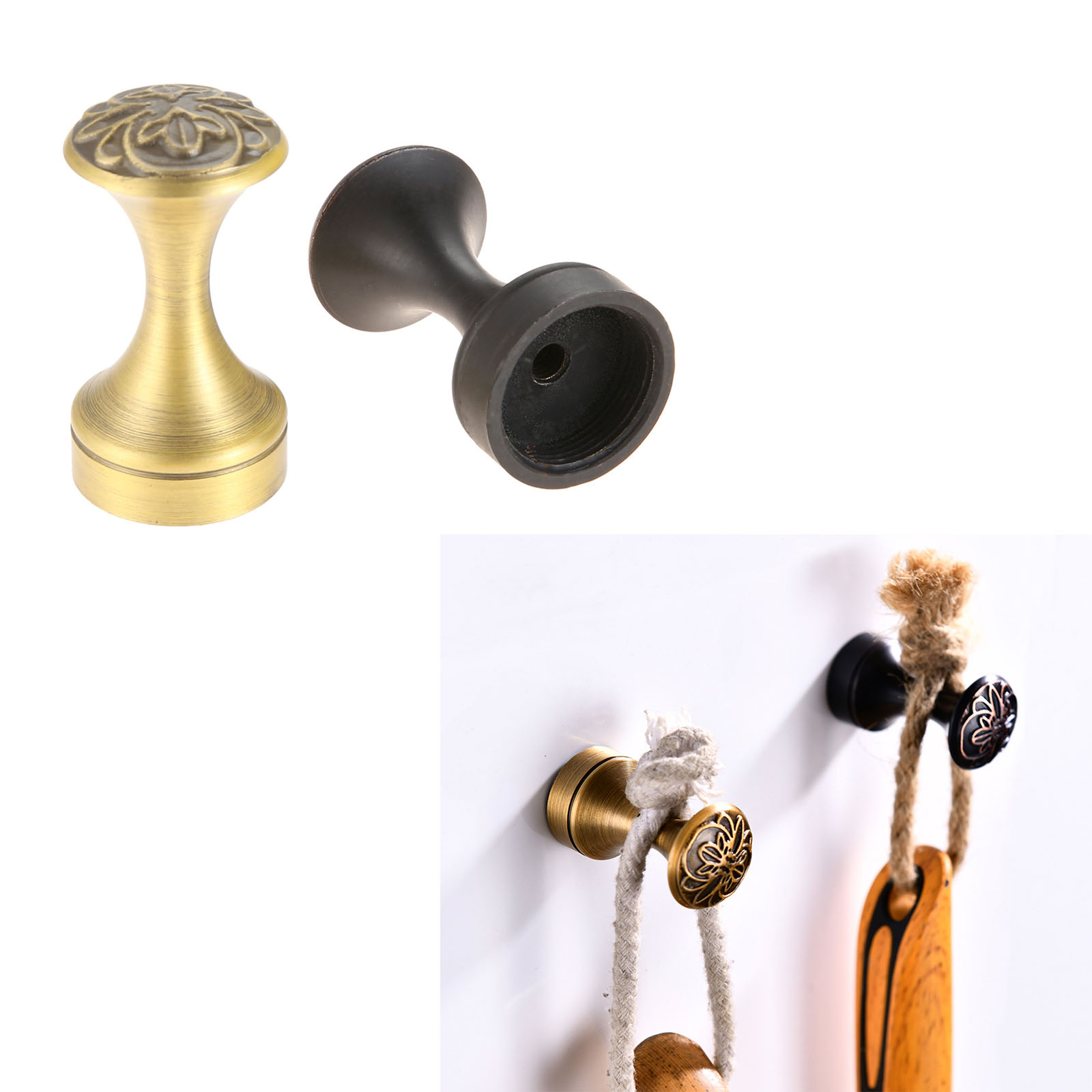 Antique Brass Hook - 1 Pezzo Gancio da Parete Vintage