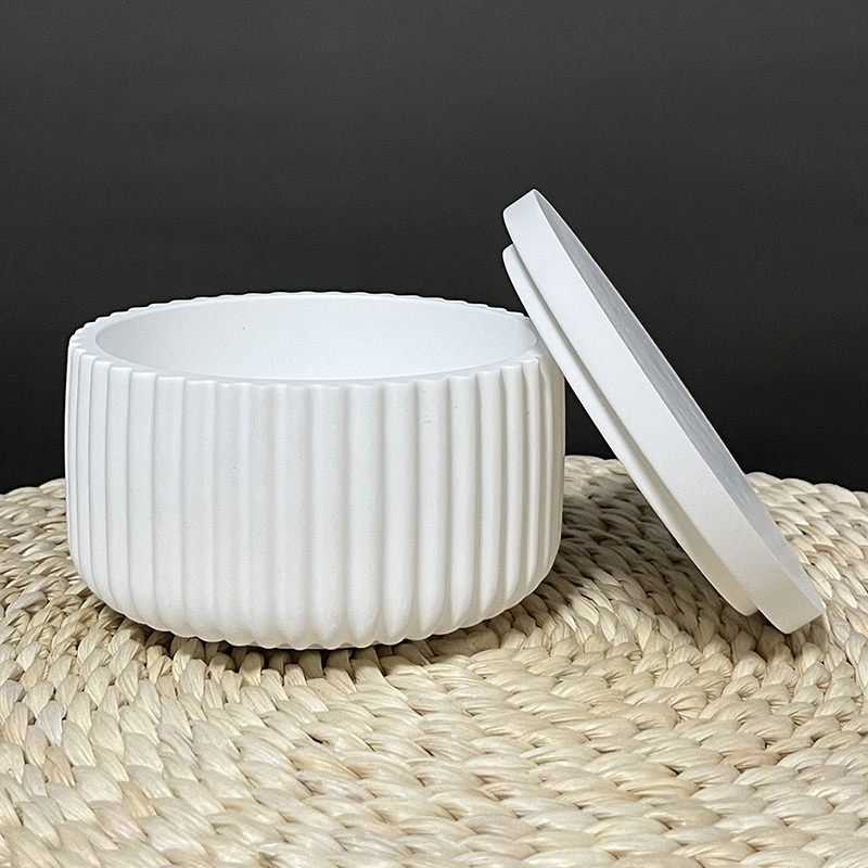 Ceramic Candle Vessel - Scatola di immagazzinaggio a strisce fai-da-te