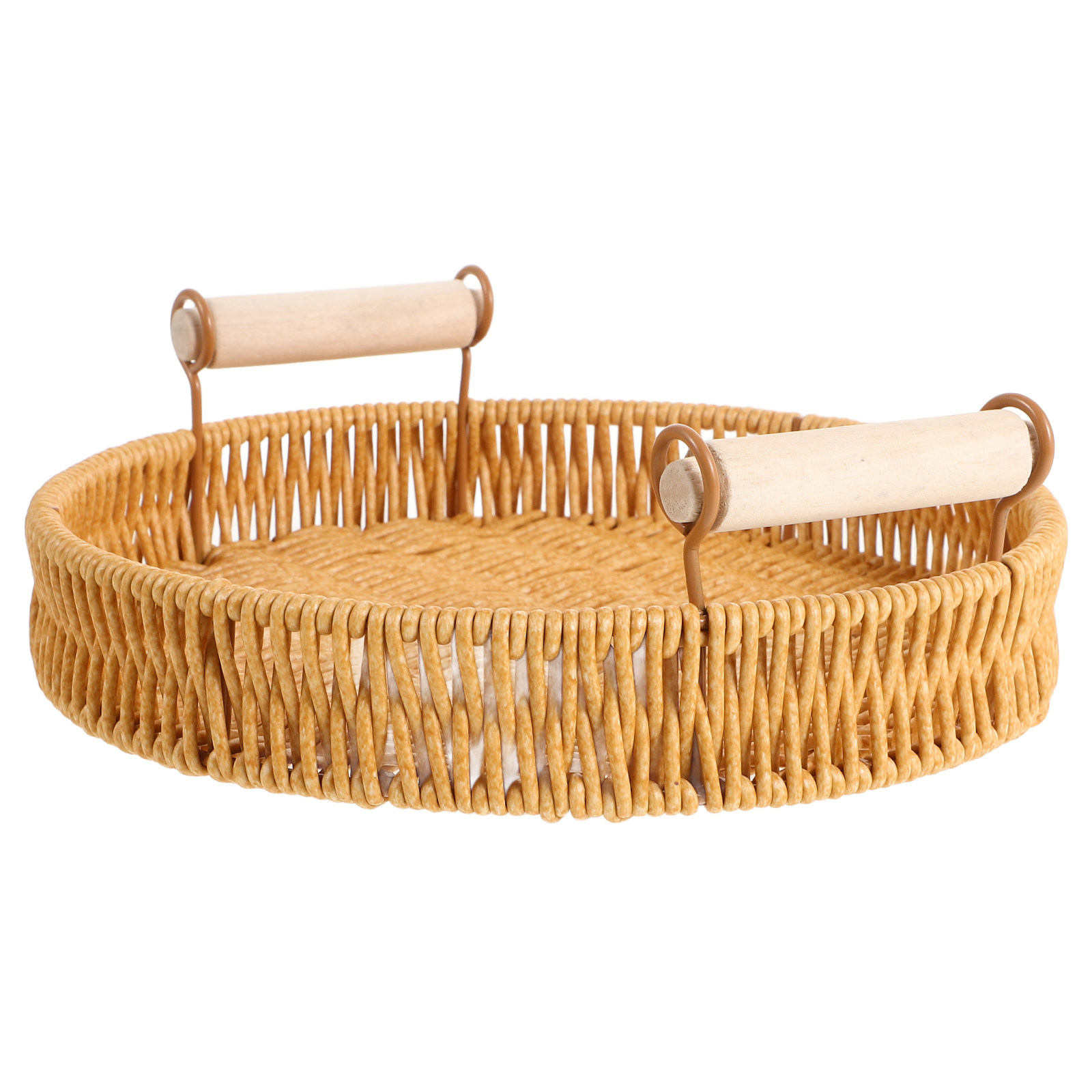 Rattan Tray Handle - Vassoio rotondo in vimini per alimenti,