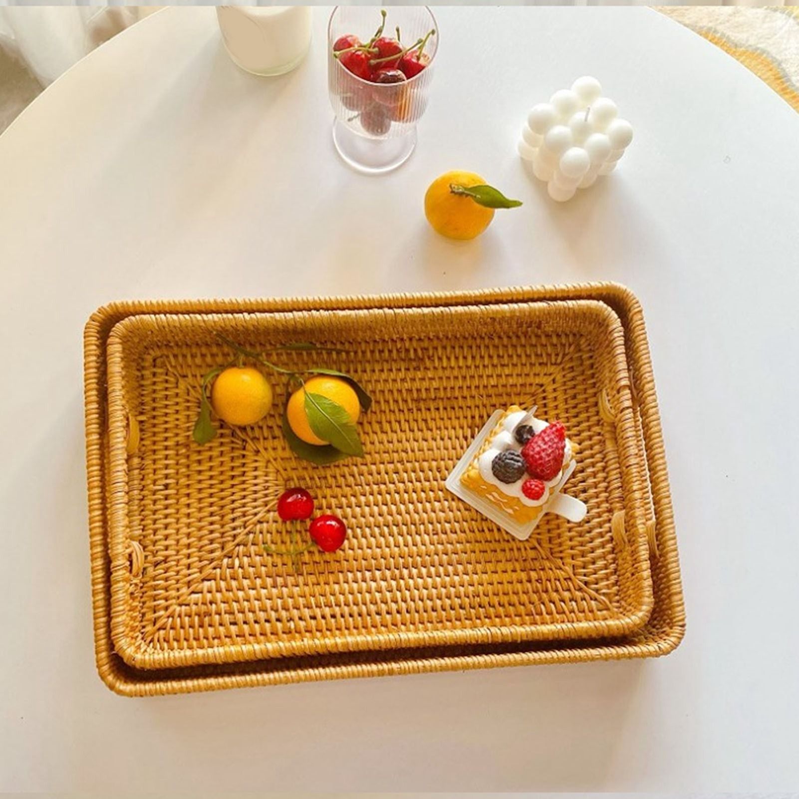 Rattan Tray Handle - Vassoio da portata E5 con manici,