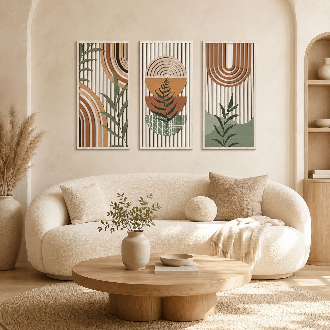 Interior Design Office Space - Decorazione Murale in Legno Naturale, Design