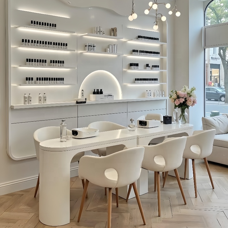 Interior Design Nail Salon - MS Display Beige Crema Bianco Arredamento