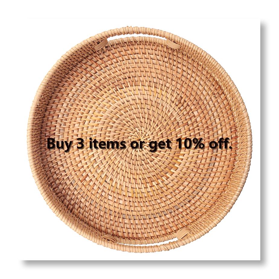 Rattan Tray Handle - ✼ Vassoio da portata rotondo in