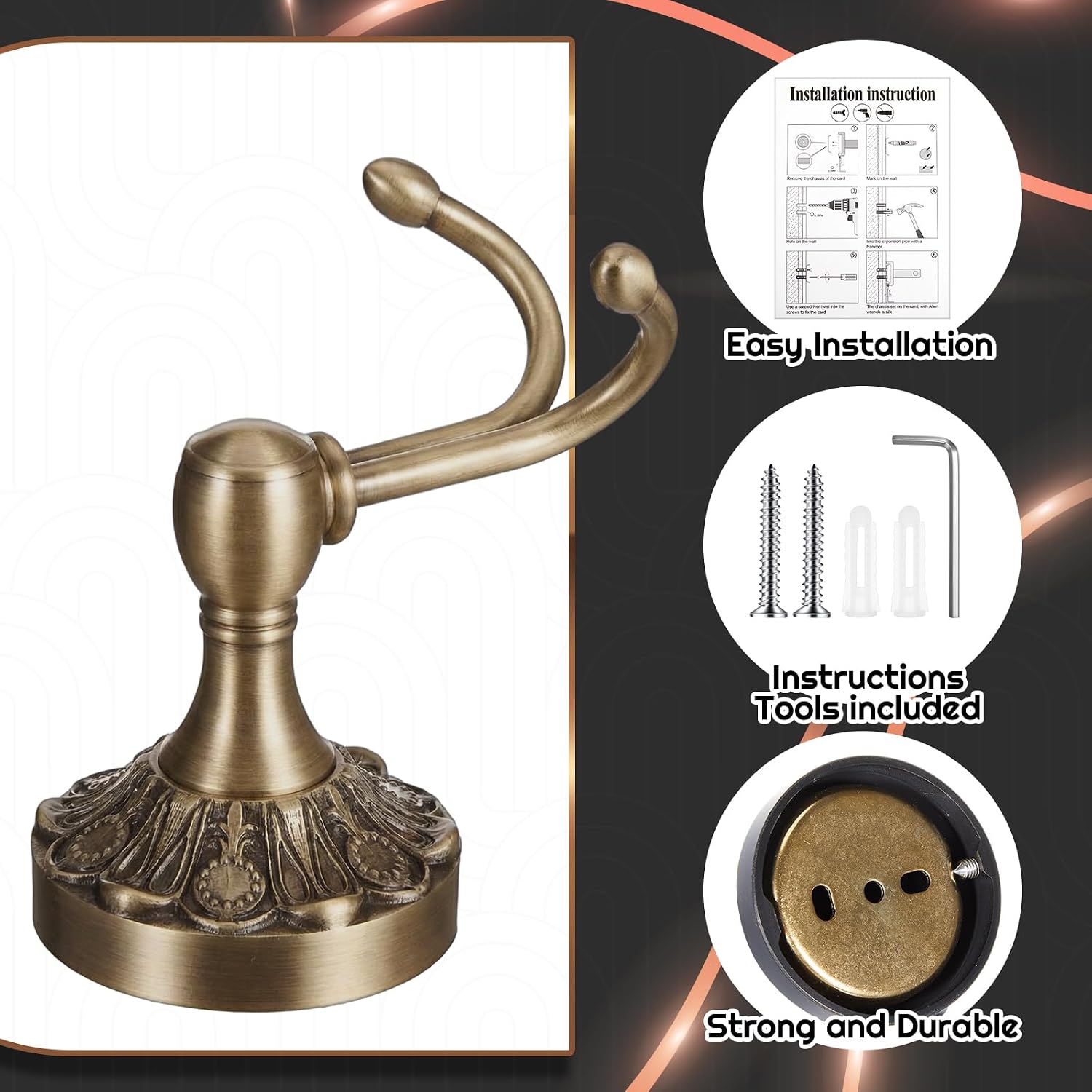 Confezione da 4 Ganci per Asci - Antique Brass Hook recensione e prezzo