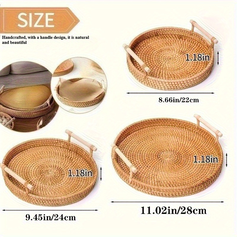 Vassoio rotondo in rattan fatt - Rattan Tray Handle recensione e prezzo