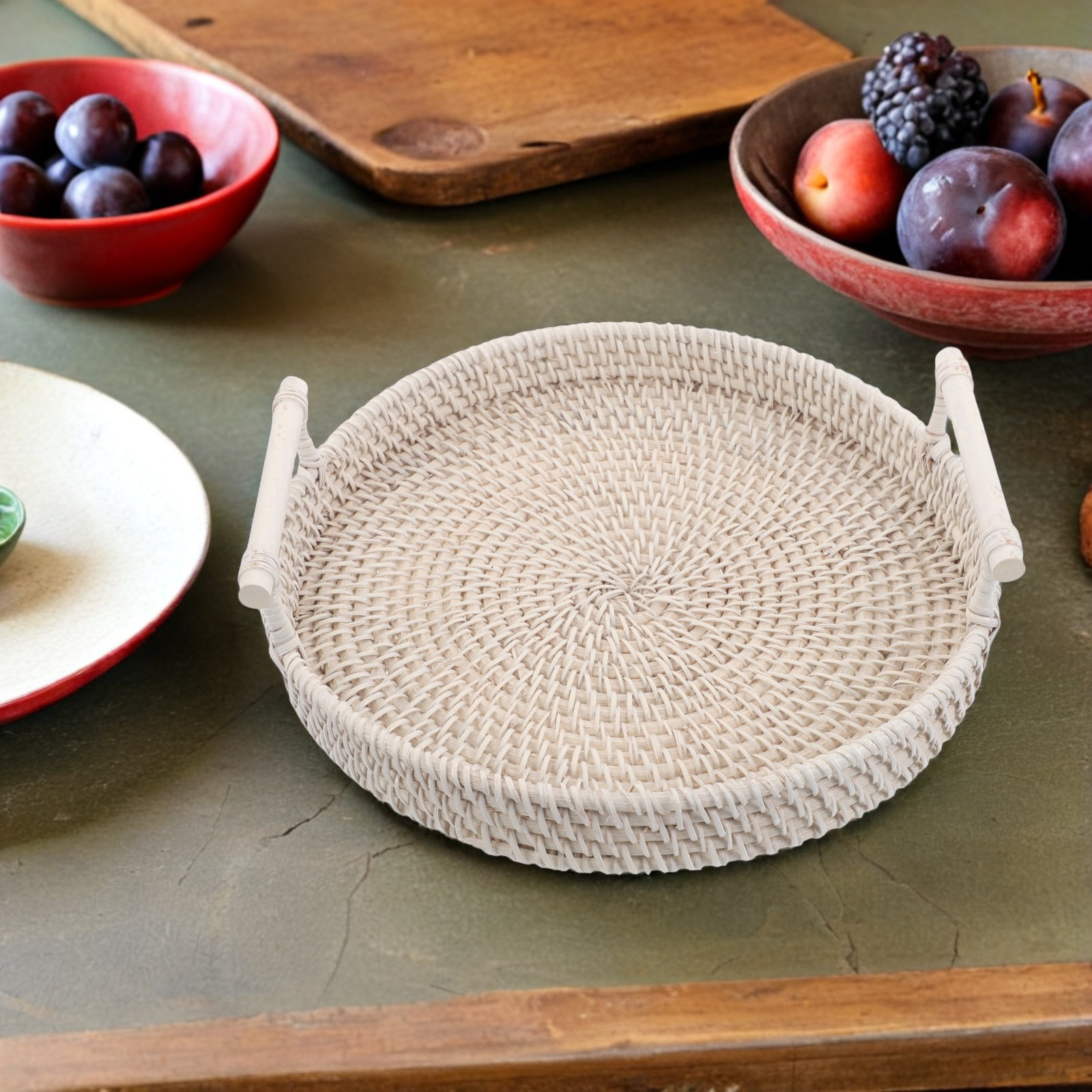 Vassoio da portata rotondo in  - Rattan Tray Handle recensione e prezzo