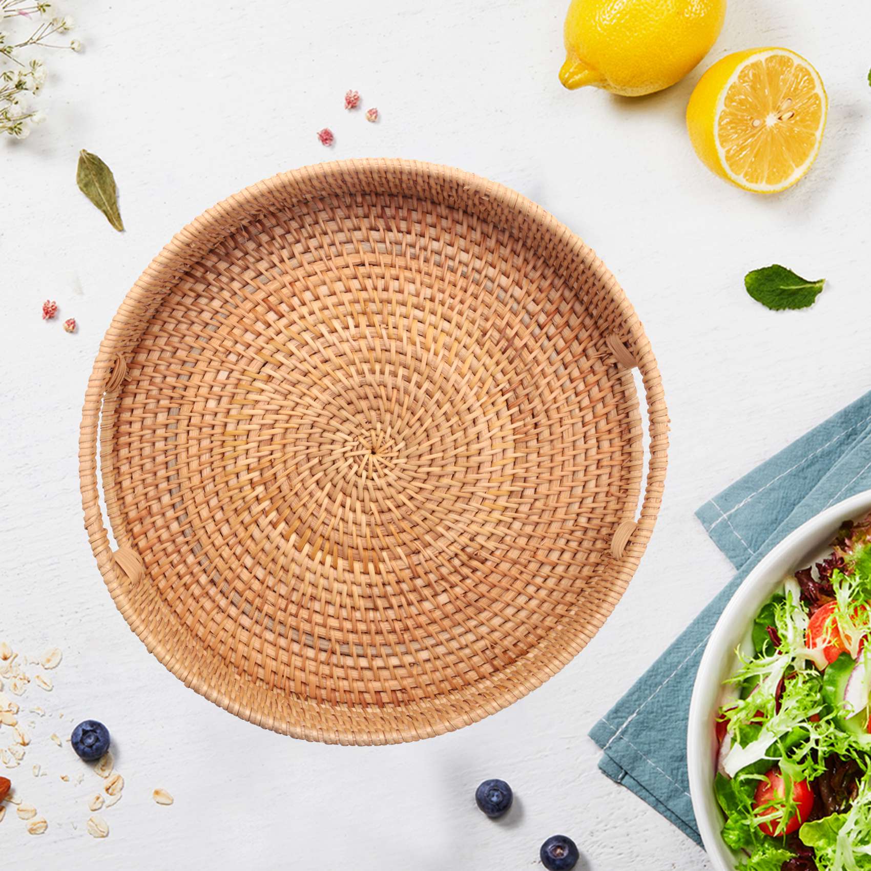 [ABFI!] Vassoio rotondo in vim - Rattan Tray Handle recensione e prezzo