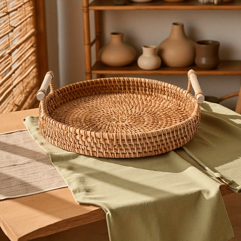 Vassoio Rotondo in Rattan Fatt - Rattan Tray Handle recensione e prezzo